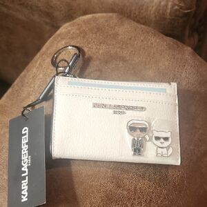 Karl Lagerfeld Cream Card Holder with Keychain